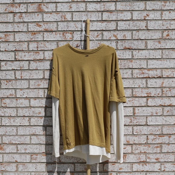 Urban Outfitters Distressed Double Layer Shirt - Picture 1 of 3